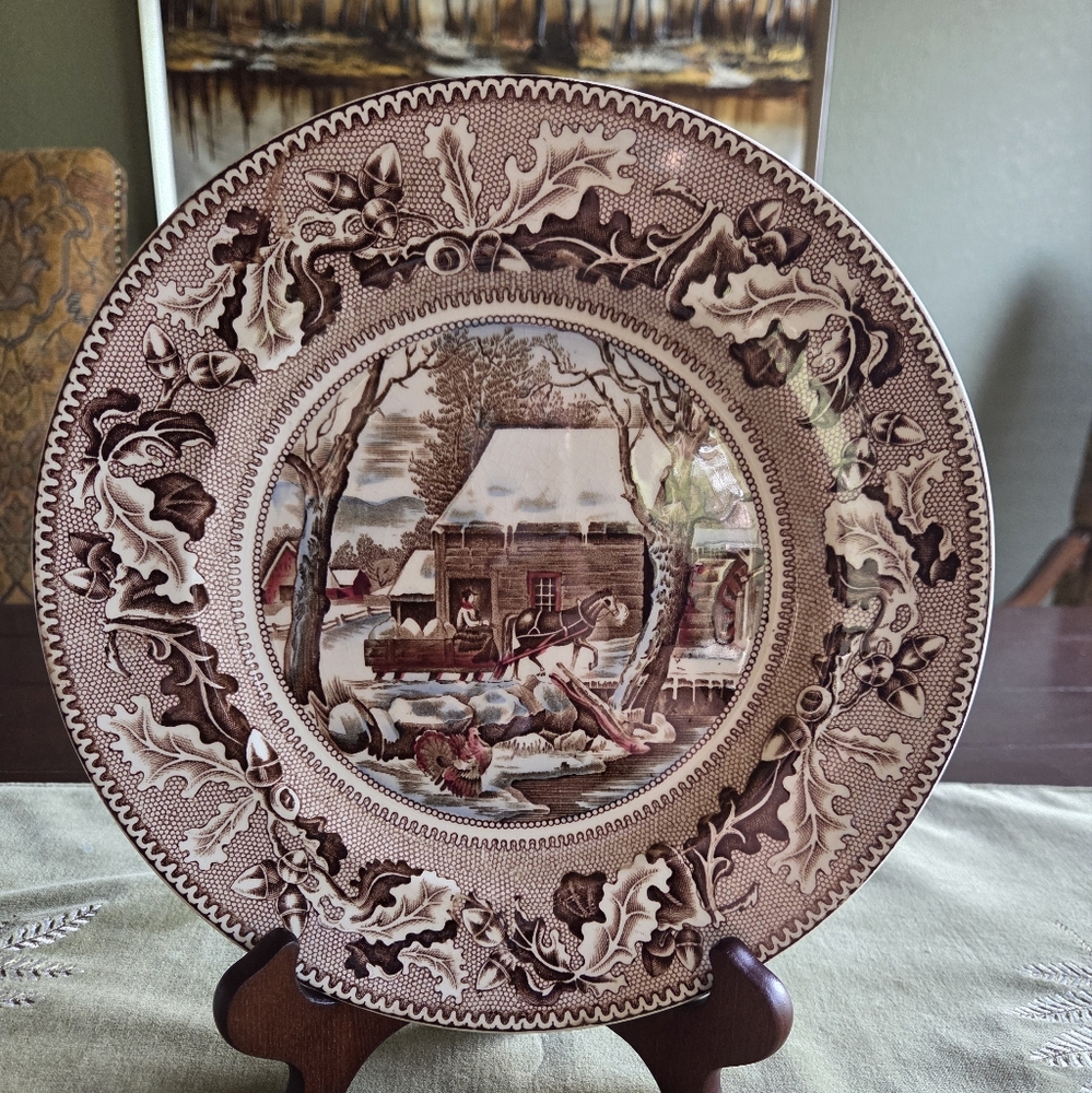 Johnson Bros England "Frozen Up" Dinner Plates Mid Century
